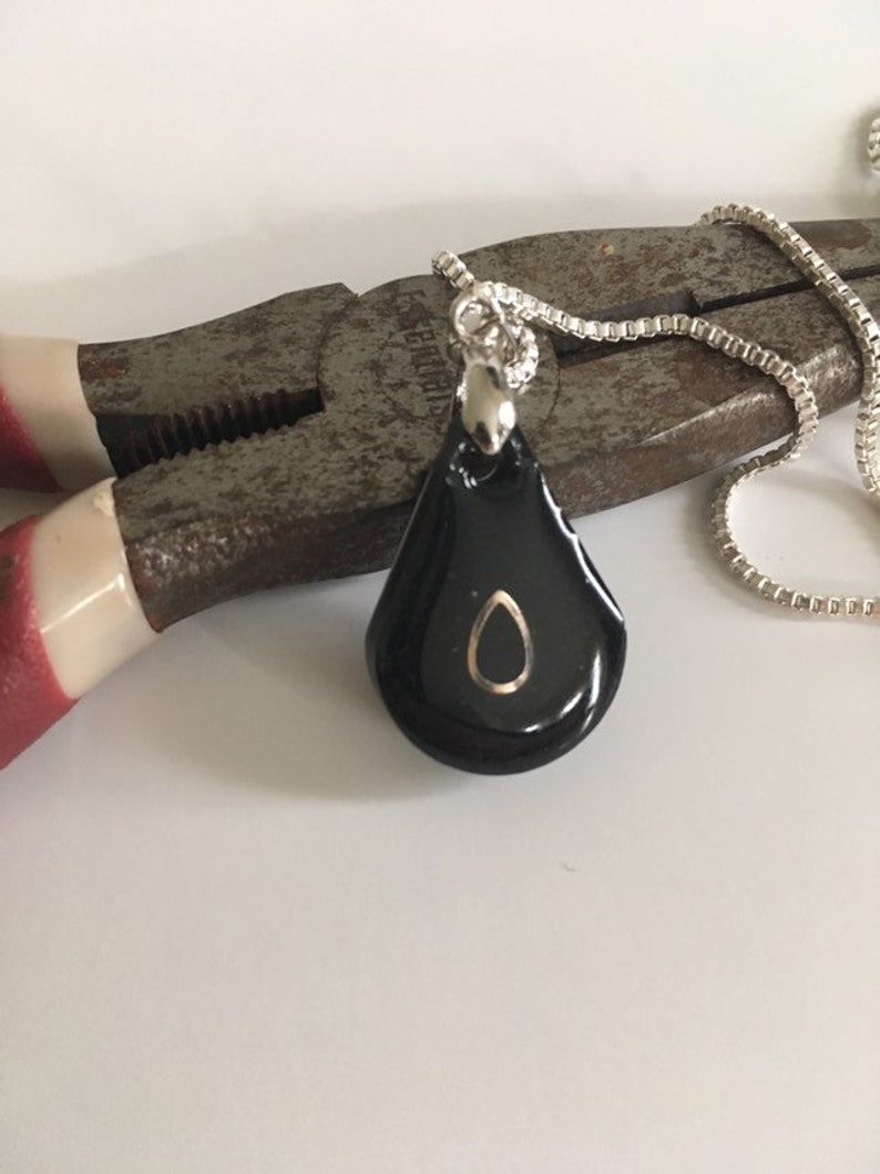 Black Teardrop Necklace sympathy gift Teardrop Pendant Etsy