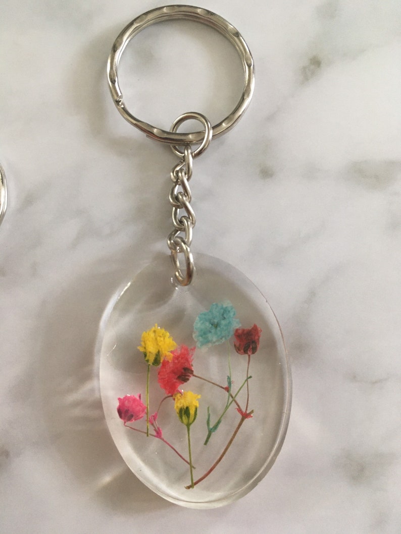Floral Keychain, Real Pressed Flower, Flower Keychain, Keyring