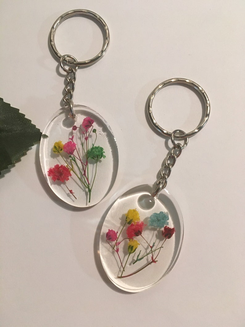 Floral Keychain Real Pressed Flower Flower Keychain | Etsy