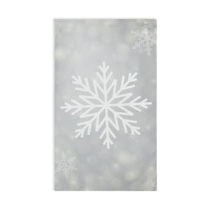 Grey Snowflake Hand Towel, Seasonal Decor Wash Cloth, Holiday Kitchen Towel, Christmas Bathroom Decor, Winter Hostess Gift
