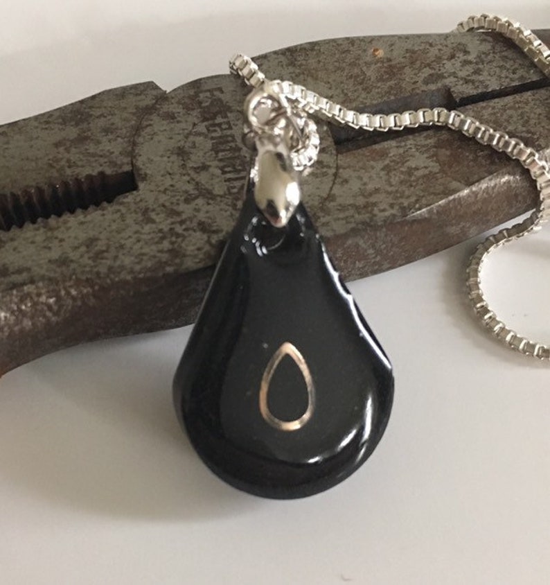 Black Teardrop Necklace sympathy gift Teardrop Pendant Etsy