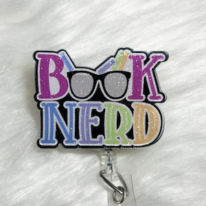 Book Nerd Badge Reel, Librarian Badge Reel, Retractable Badge Reel, Interchangeable Badge Reel, Book Lovers Pin, Book Lovers Gift