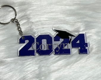 2024 Custom Graduate Key chain with Cap- 2024 Keychain- Graduation Gift- Senior Gift- Graduation- 2024- Gift-Personalized Graduation Gift