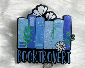 Booktrovert Badge Reel, Librarian Badge Reel, Retractable Badge Reel, Interchangeable Badge Reel, Book Lovers Pin, Book Lovers Gift