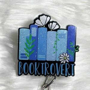 Booktrovert Badge Reel, Librarian Badge Reel, Retractable Badge Reel, Interchangeable Badge Reel, Book Lovers Pin, Book Lovers Gift