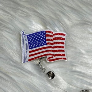 American Flag Badge Reel, America, July 4th, American, Medical ID
