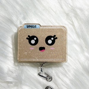 Cute File Folder Badge Reel-Office Clerk Badge Reel-Medical Records-Secretary-Cute Badge Reel-Medical Badge Reel-Glitter badge Reel-Hospital