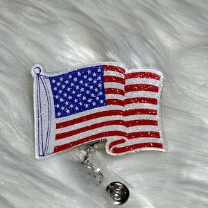 United States Of America Flag Badge Reel- Flying Flag Badge Reel- Patriotic Retractable Badge Holder-Cute Badge Reel- American Flag Reel