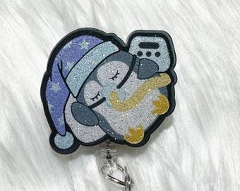 Cute Penguin with cpap  Badge Reel, Lungs Badge Reel, RRT Badge Reel, RT Badge Reel, Respiratory Nurse, Medical, ID Badge Holder, Cute Badge