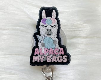 Alpaca My Bags Respiratory Therapist Badge Reel, Funny Respiratory, RRT Badge Reel, RT Badge Reel, Respiratory Nurse, Medical, ID Badge