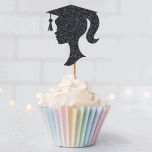 Graduation Cap Cupcake Topper, Cupcake Topper, Cute Cake Topper, Party Supplies, Graduation Party Supplies, Girl Graduate, Graduation Decor