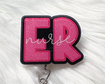 ER Nurse Badge Reel, Cute Badge Reel, Medical, Nurse Badge Reel, Nurse ID Holder, RN  Badge Reel, Nursing Badge Reel, Hospital Badge