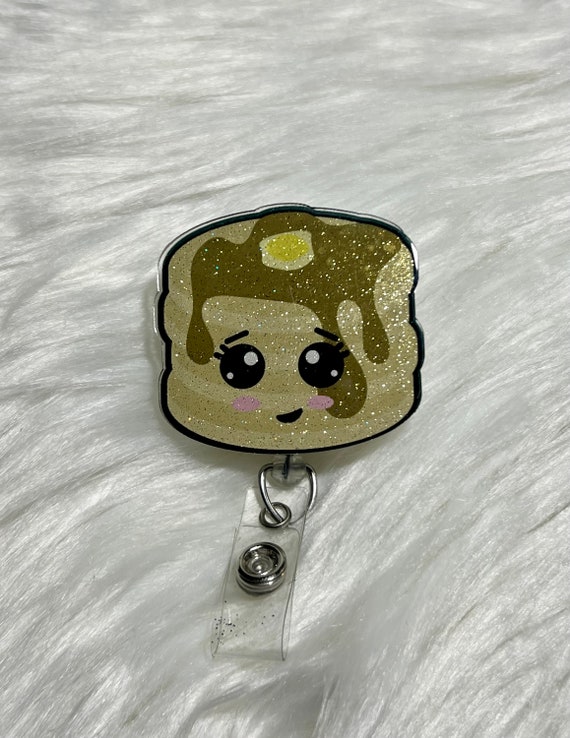 Pancake Badge Reel, Cute Glitter Badge Reel, Nurse Badge Reel, ID