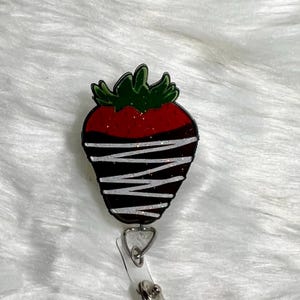 Chocolate Covered Strawberry  Badge Reel- Medical Badge Reel Cute Badge Reel-Hospital Badge Reel- Holiday Badge Reel-Food Badge Reel-