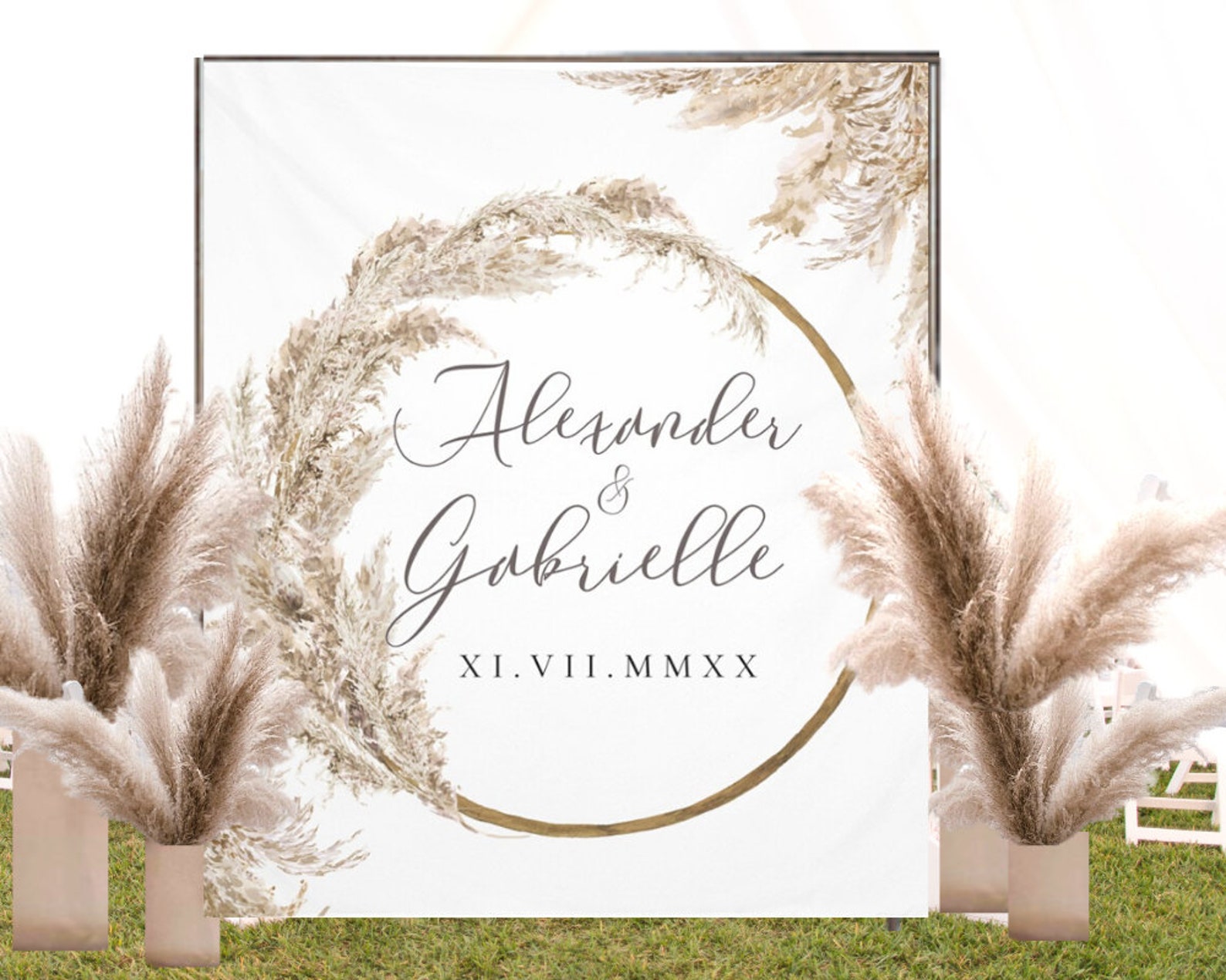 Pampas Grass Boho Backdrop Wedding Backdrops Photo Booth Etsy
