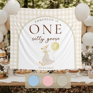one silly goose birthday, one silly goose, one silly goose birthday decorations, personalized banner, 1st birthday, custom backdrop