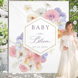 Baby in bloom, Baby Shower Backdrop , Baby in bloom baby shower, Photobooth backdrop, Spring Baby Shower Decorations