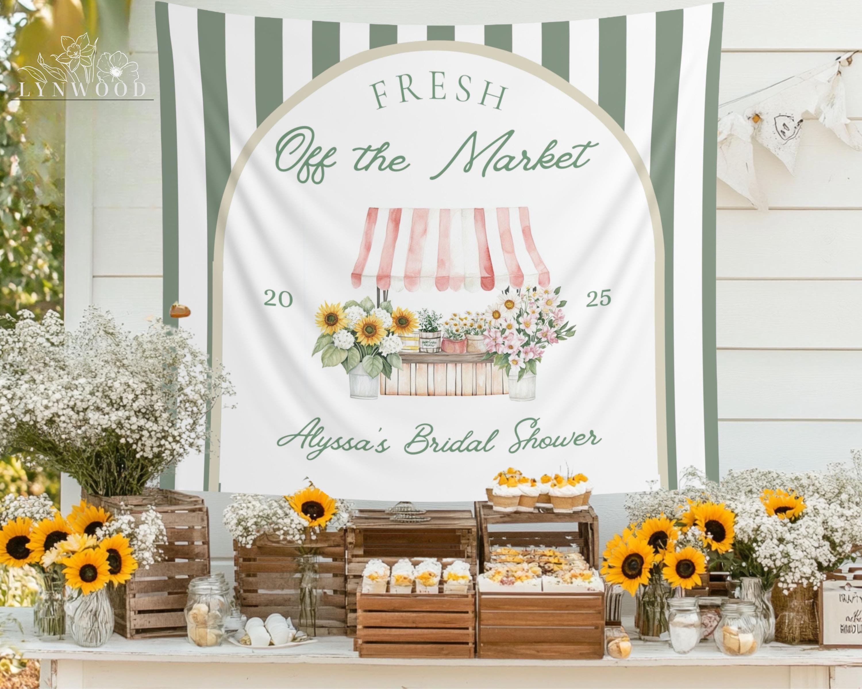 Fresh Off The Market,  Fresh Off The Market Bridal Shower Decor, bachelorette party,shes off the market, custom banner, photo backdrop