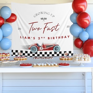 Two fast birthday, two fast birthday decor, custom birthday banner, boy birthday ideas, personalized backdrop