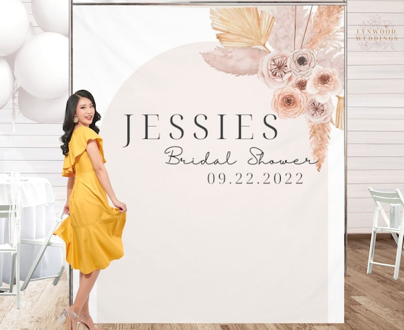 bridal shower dressing code Boho Pampas Grass Bridal Shower Photo Backdrop