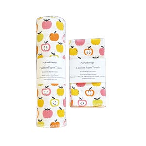 12 o 6 toallas de papel de tela reutilizables - Manzanas - Hechas con hilo de algodón - PiaPunkDesign