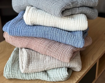 Soft Cotton Muslin Bed Blanket: 4-Layer Gauze Boho Bedspread