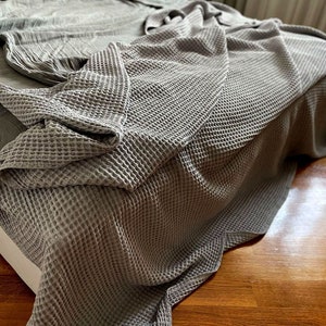 GREY WAFFLE Blanket Turkish Blanket Waffle, Extra Soft Waffle, Throw Waffle Blanket,  Hotel Waffle Throw Blanket