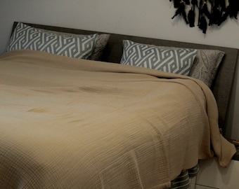 Decke aus Bio-Musselin-Baumwolle, 4-lagige Musselin-Tagesdecke