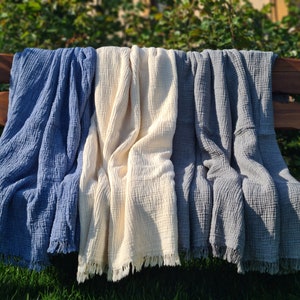 Soft King 4 Layer Gauze Muslin Bedcover, OEKO-TEX Certified Bedspread, Organic Cotton Throw Blanket, Soft Organic Cotton Gauze Blanket
