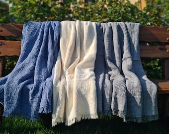 Soft King Size Muslin Blanket: 4-Layer Organic Cotton Gauze Blanket