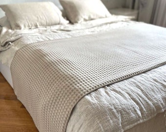 White Waffle Weave Cotton Blanket: King, Queen, Twin Sizes