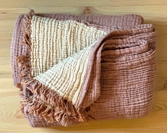 Weiche Decke aus Bio-Baumwolle, Musselin Full Size Quilt, übergroße Wendedecke