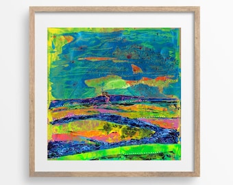 green landscape PRINT/penshaw monument/sunderland/colourful artwork