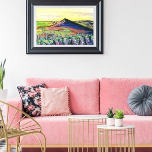 roseberry Topping in North yorkshire, colourful abstract painting, abstract landscape, great ayton print, teesside landscape image 2