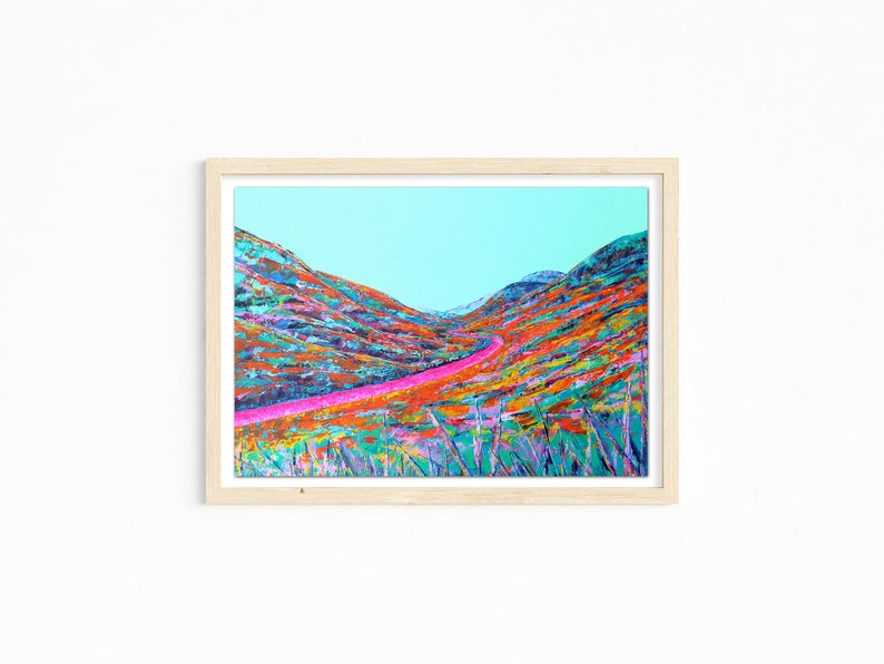 roseberry Topping in North yorkshire, colourful abstract painting, abstract landscape, great ayton print, teesside landscape image 6