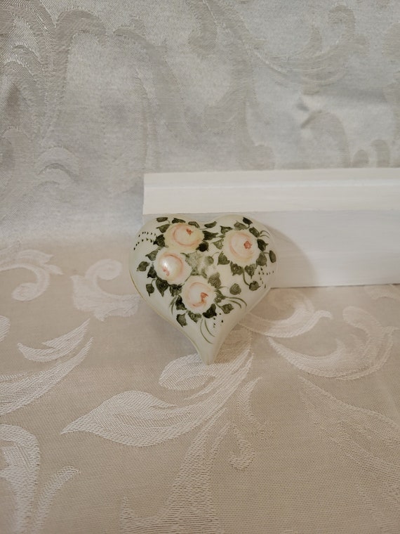 Vintage Beautiful Porcelain White with flowers He… - image 1