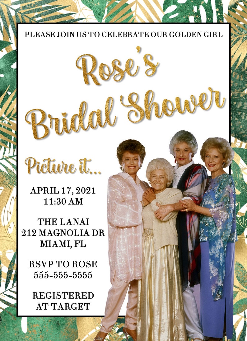Golden Girls Party Invitation 5x7 Printable Invitation Funny Etsy