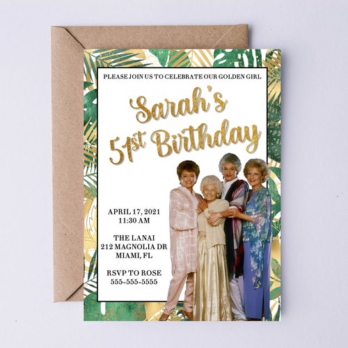 Golden Girls Party Invitation Birthday Party Invitation Etsy