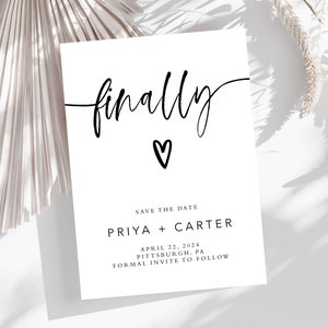 Endlich Save the Date, druckbare Einladung, lustig Save the Date, niedlich Save the Date, Hochzeit, minimalistisch, modern, kreativ, anders