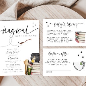 Wizard Baby Shower 5x7 Invitation, Magical Baby Shower Invitation, Printable Invite, Magic Baby Shower, Wizard Baby Shower, Magic School