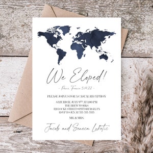 Elopement Receptie 5x7 Uitnodiging, Printbare Uitnodiging, We Eloped, Eloped Receptie, Informele Receptie, Reisuitnodiging, Avontuur