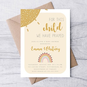 Christian Baby Shower 5x7 Invitation, Couples Shower, Beautiful Invitation, Cute, Summer, Spring, Gender Neutral, Religious, Christian