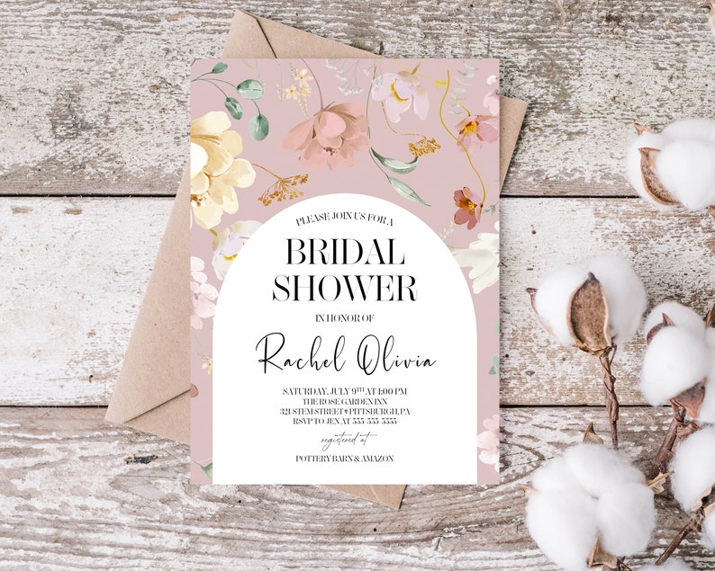 Boho Bridal Shower 5x7 Invitation Printable Invitation Etsy