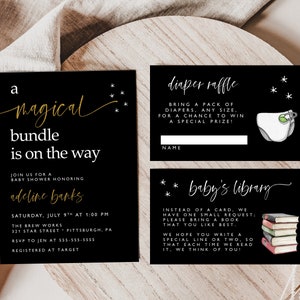 Wizard Baby Shower 5x7 Invitation, Magical Baby Shower Invitation, Printable Invite, Magic Baby Shower, Wizard Baby Shower, Magic School