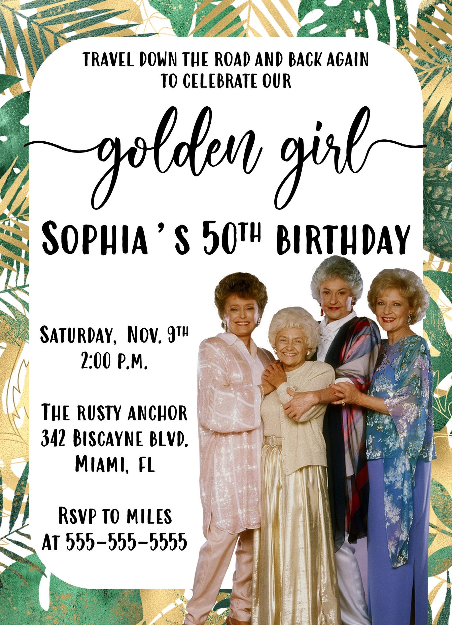 Golden Girls Party Invitation 5x7 digital File Etsy