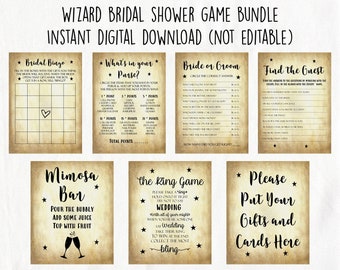 Wizard Bridal Shower Bundle (Instant Digital Download), Printable Games, Wizard Games, Bridal Shower Games, Fun, Decor, Wizard Decorations
