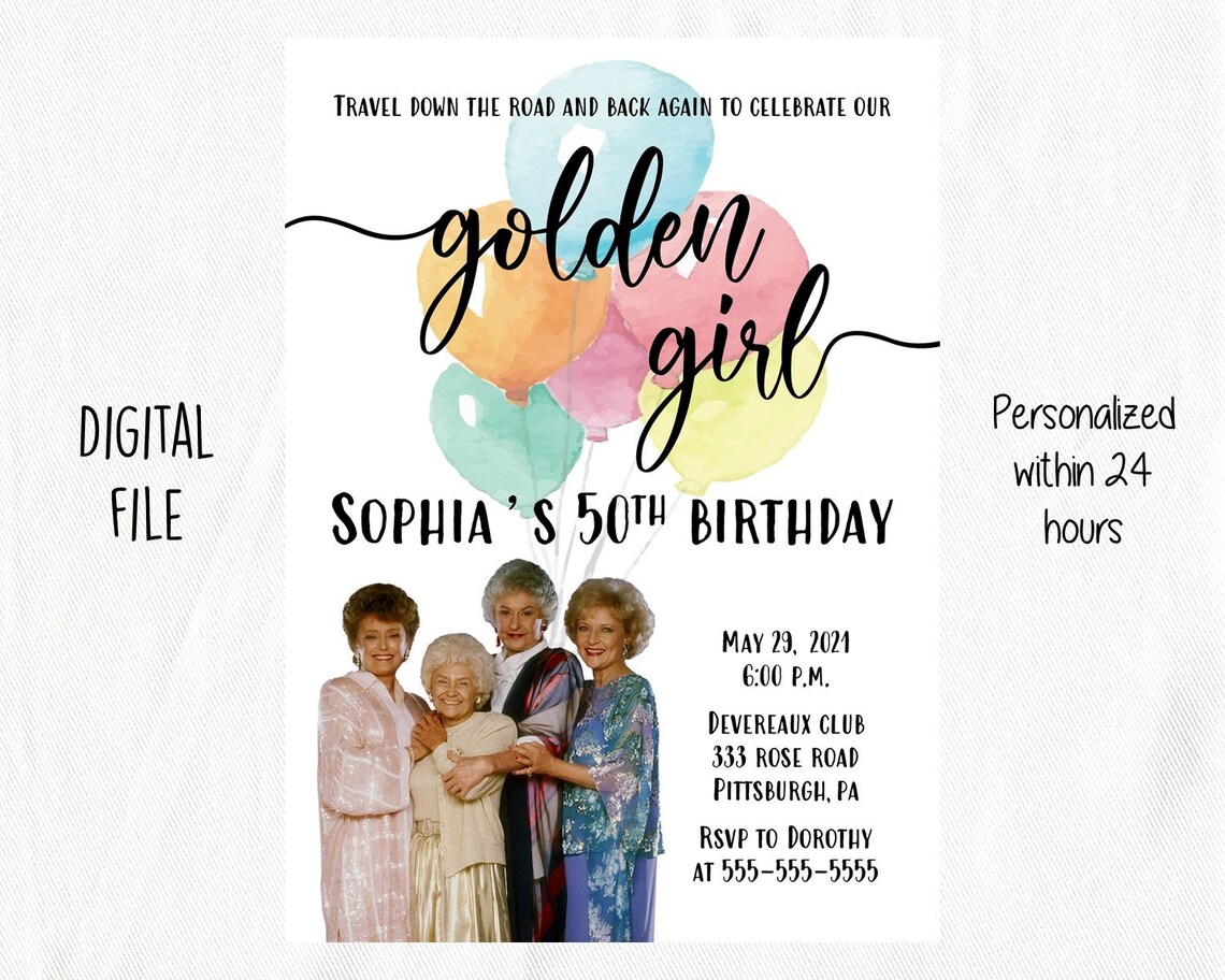 Golden Girls Party Invitation 5x7 Fichier numérique Etsy