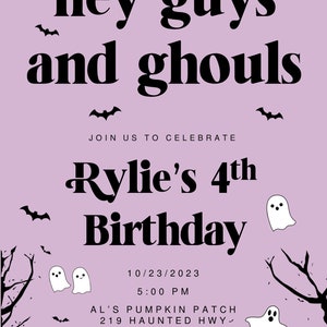 Halloween Birthday Party 5x7 Invitation, Printable Invitation, Hey ...