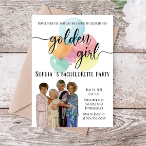 Golden Girls Party Invitation 5x7, Printable Invitation, Funny Invitation, Cute Invitation, Womans Birthday, Bridal Shower, Baby Shower
