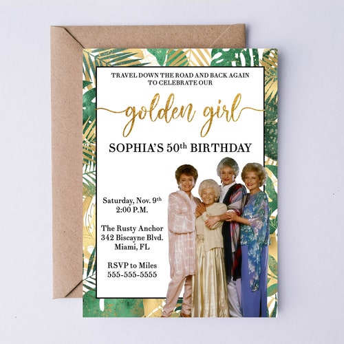 Golden Girls Party Invitation 5x7 Printable Invitation Funny Etsy